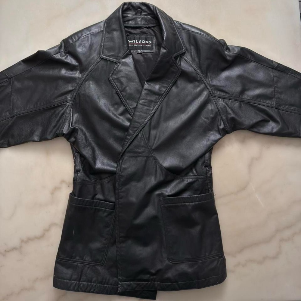 Wilsons Leather Vintage 90s Asymmetrical Zip Batwing Moto Jacket Size S